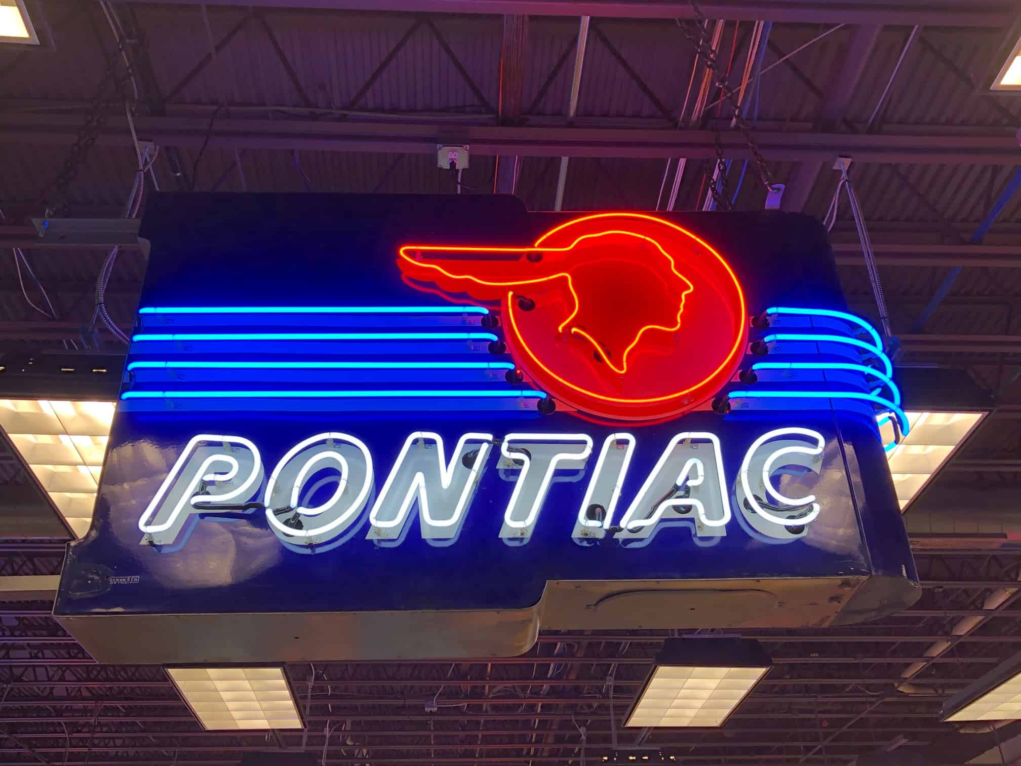 Pontiac Double Sided Porcelain Neon Dealership Sign